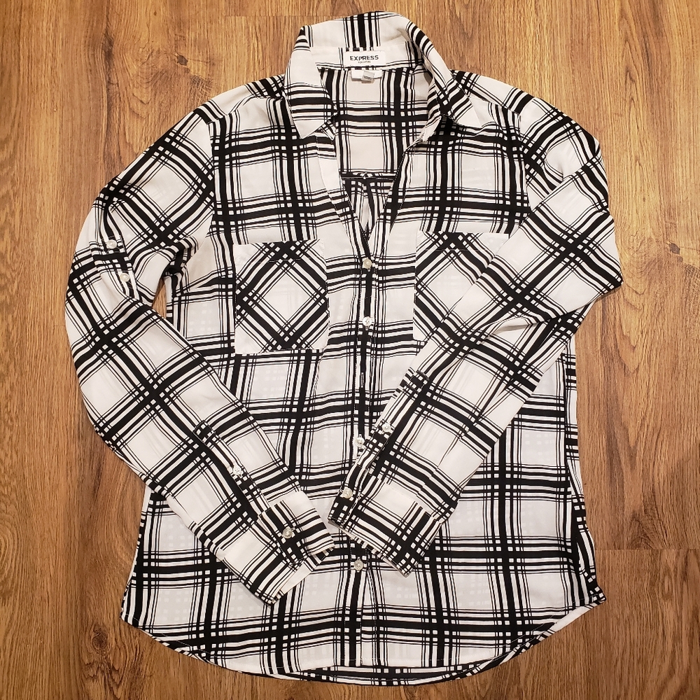 Express Long Sleeve Button Down Blouse